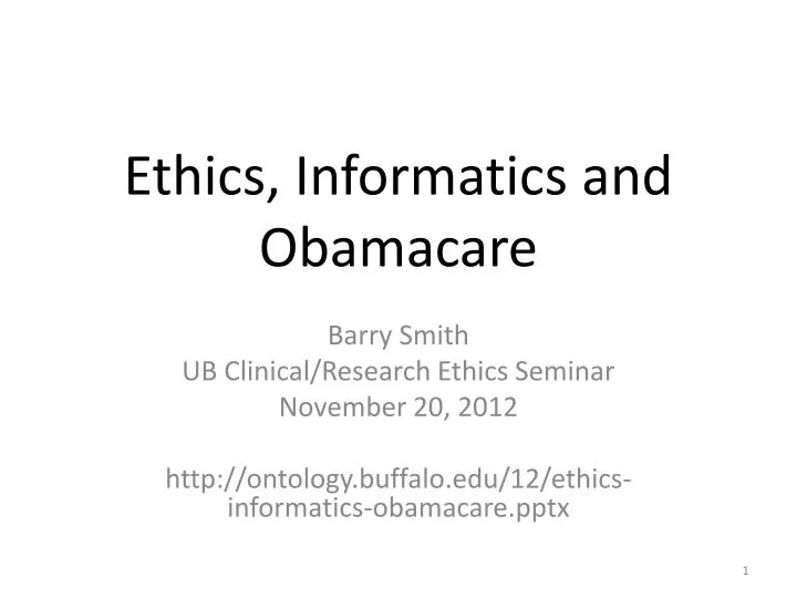 ethics informatics and obamacare