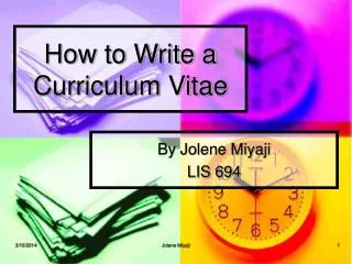 How to Write a Curriculum Vitae