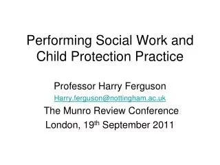 Performing Social Work and Child Protection Practice