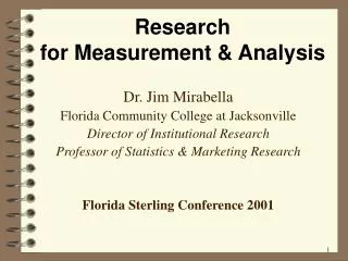 Research for Measurement &amp; Analysis
