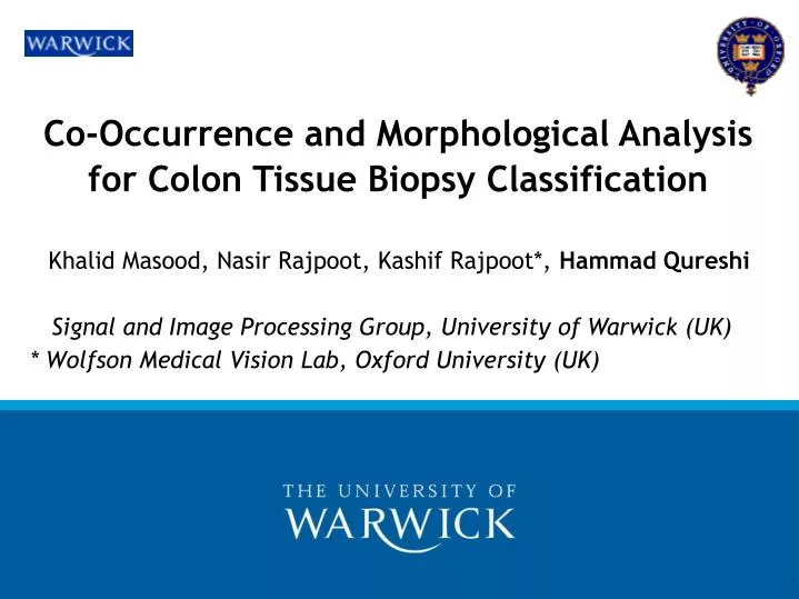 co occurrence and morphological analysis for colon tissue biopsy classification