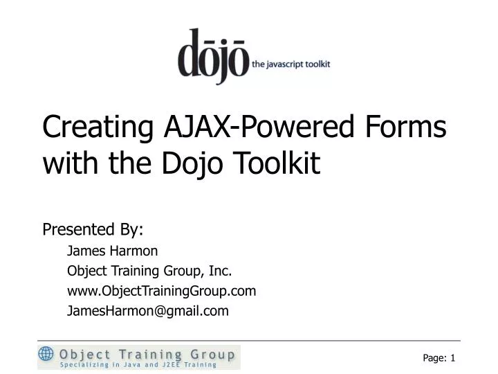 creating ajax powered forms with the dojo toolkit