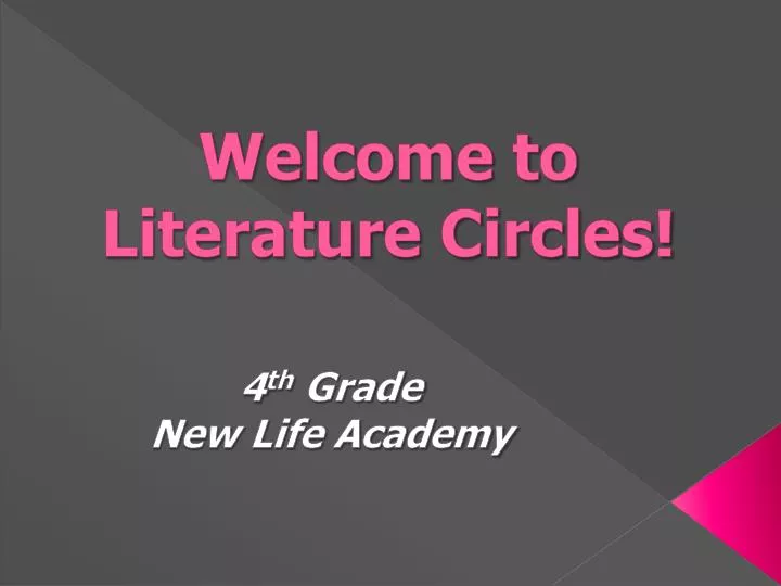 welcome to literature circles