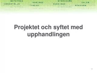 Projektet och syftet med upphandlingen