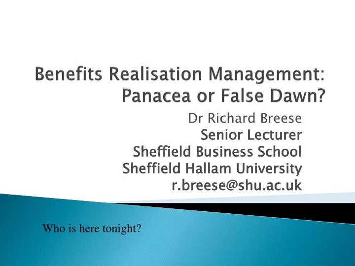 benefits realisation management panacea or false dawn