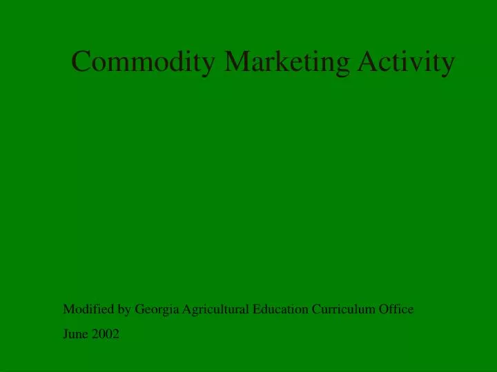 commodity marketing activity