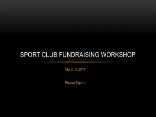 Sport club fundraising workshop