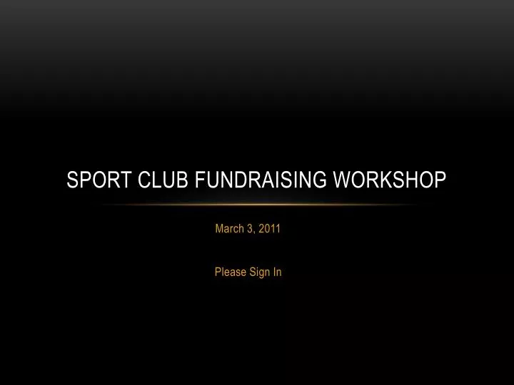 sport club fundraising workshop