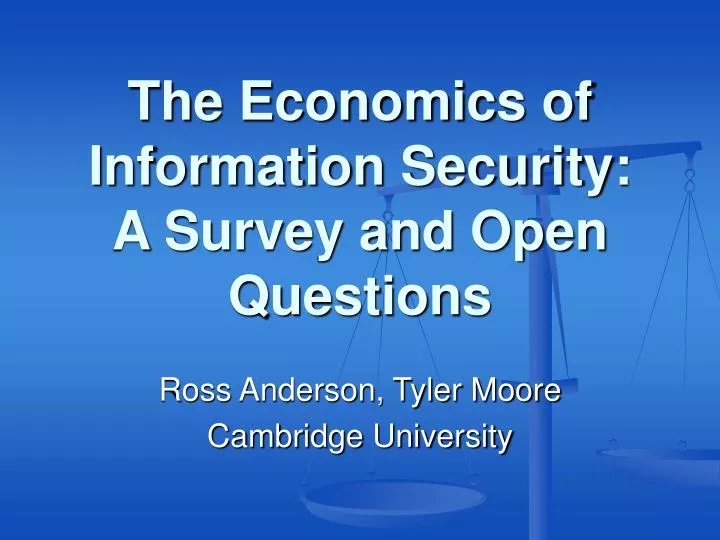 the economics of information security a survey and open questions