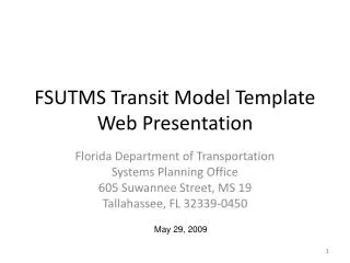 FSUTMS Transit Model Template Web Presentation