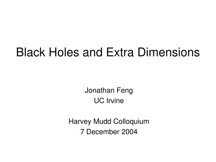 black holes and extra dimensions