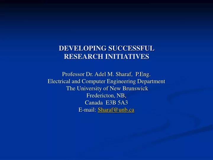 developing successful research initiatives