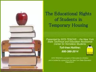 The Educational Rights of Students in Temporary Housing