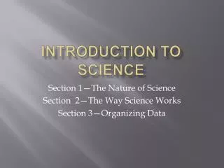 Introduction to science