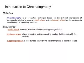 Introduction to Chromatography
