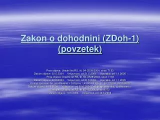 zakon o dohodnini zdoh 1 povzetek