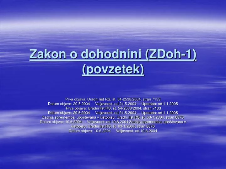 zakon o dohodnini zdoh 1 povzetek