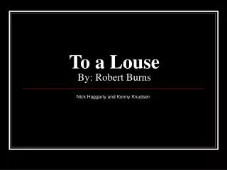To a Louse By: Robert Burns