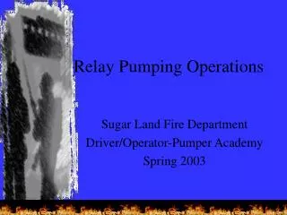 Relay Pumping Operations