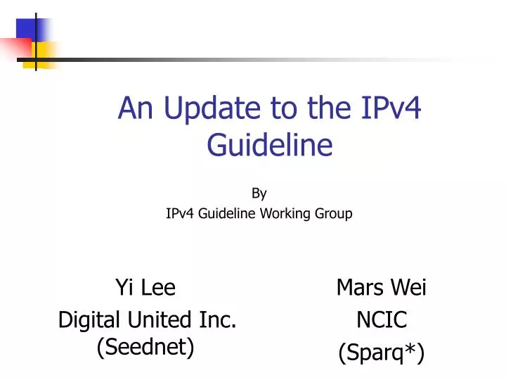 an update to the ipv4 guideline
