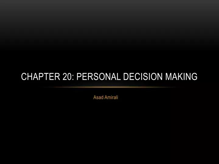 chapter 20 personal decision making