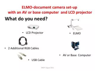ELMO-document camera set-up with an AV or base computer and LCD projector