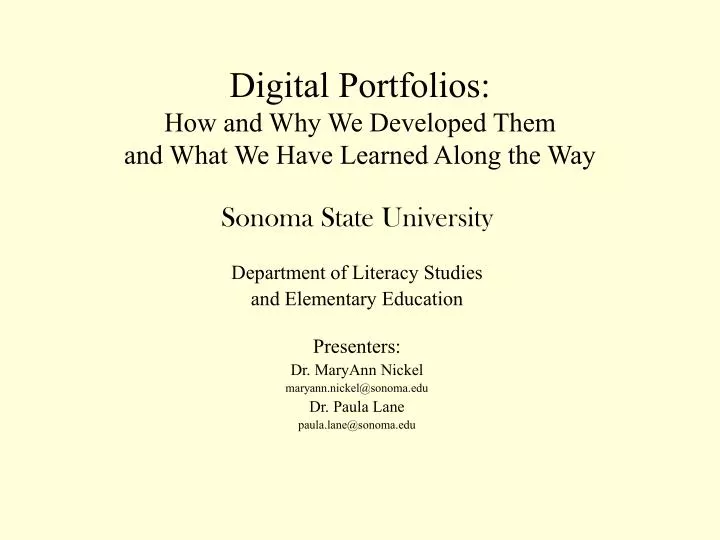 digital portfolios how and why we developed them and what we have learned along the way
