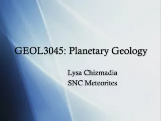 GEOL3045: Planetary Geology