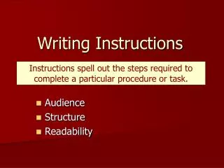 Writing Instructions