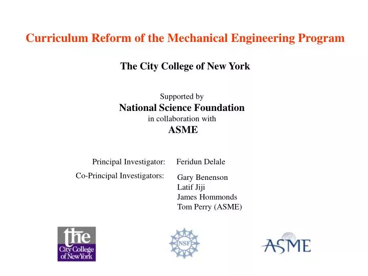 curriculum reform of the mechanical engineering program the city college of new york