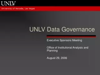UNLV Data Governance