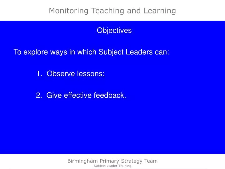monitoring teaching and learning