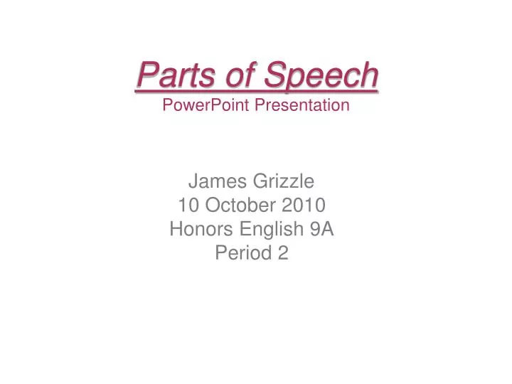 parts of speech powerpoint presentation