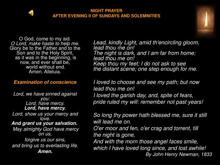 night prayer after evening ii of sundays and solemnities