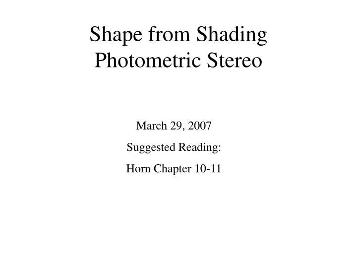 shape from shading photometric stereo
