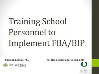Training School Personnel to Implement FBA/BIP