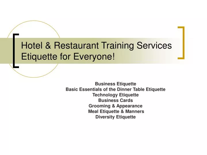 hotel restaurant training services etiquette for everyone