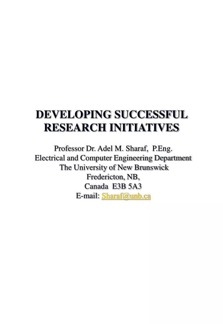 developing successful research initiatives