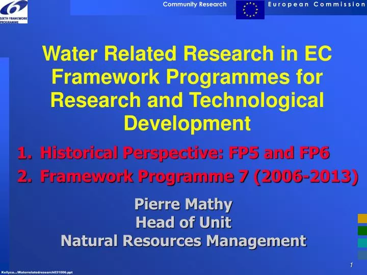 water related research in ec framework programmes for research and technological development