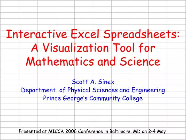 interactive excel spreadsheets a visualization tool for mathematics and science