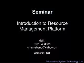 Seminar Introduction to Resource Management Platform