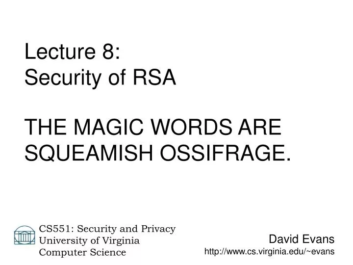 david evans http www cs virginia edu evans
