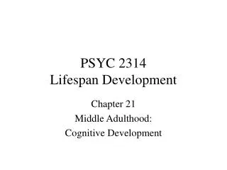 PSYC 2314 Lifespan Development