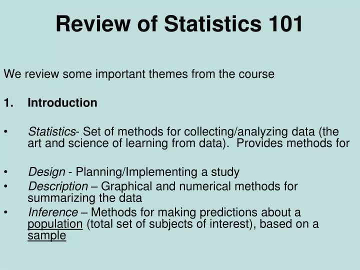 review of statistics 101