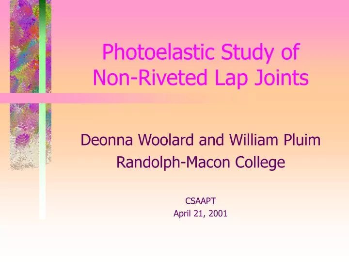 photoelastic study of non riveted lap joints