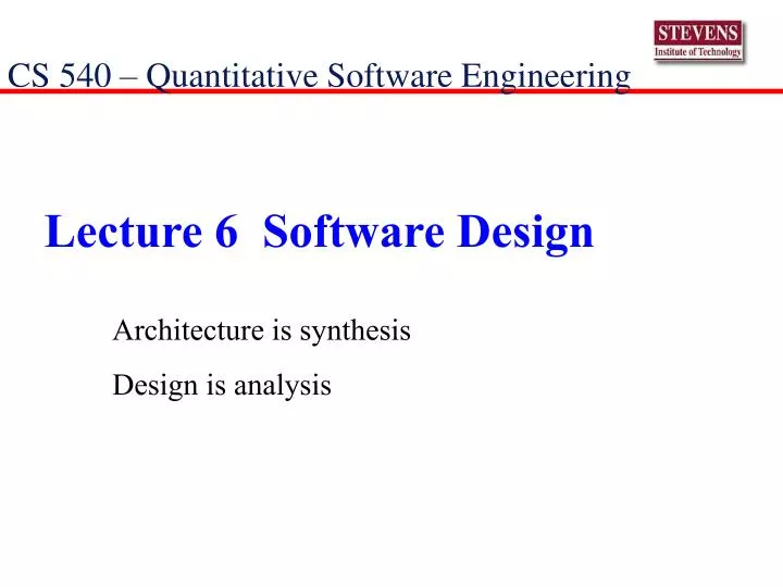lecture 6 software design