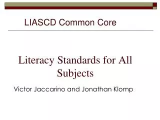 Literacy Standards for All Subjects