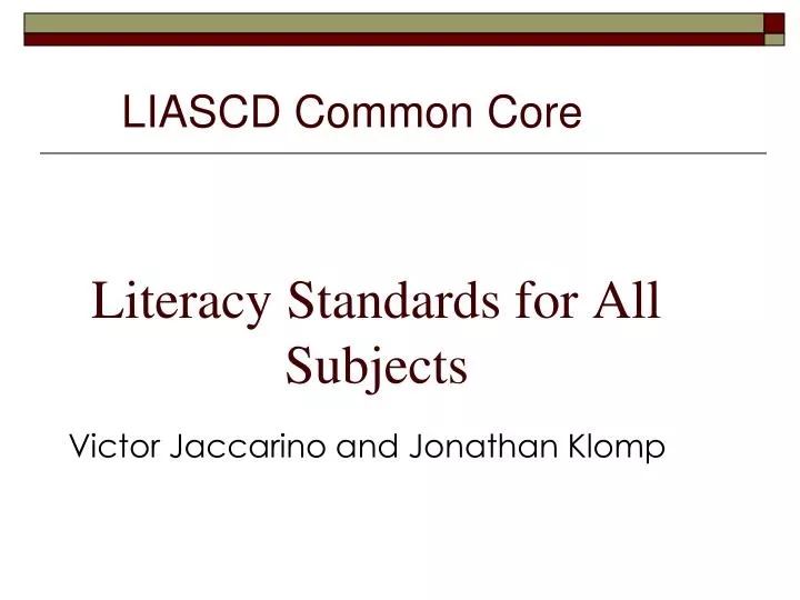 literacy standards for all subjects