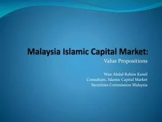 Malaysia Islamic Capital Market: