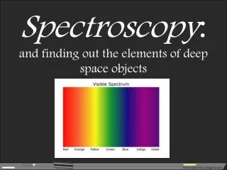 Spectroscopy : and finding out the elements of deep space objects